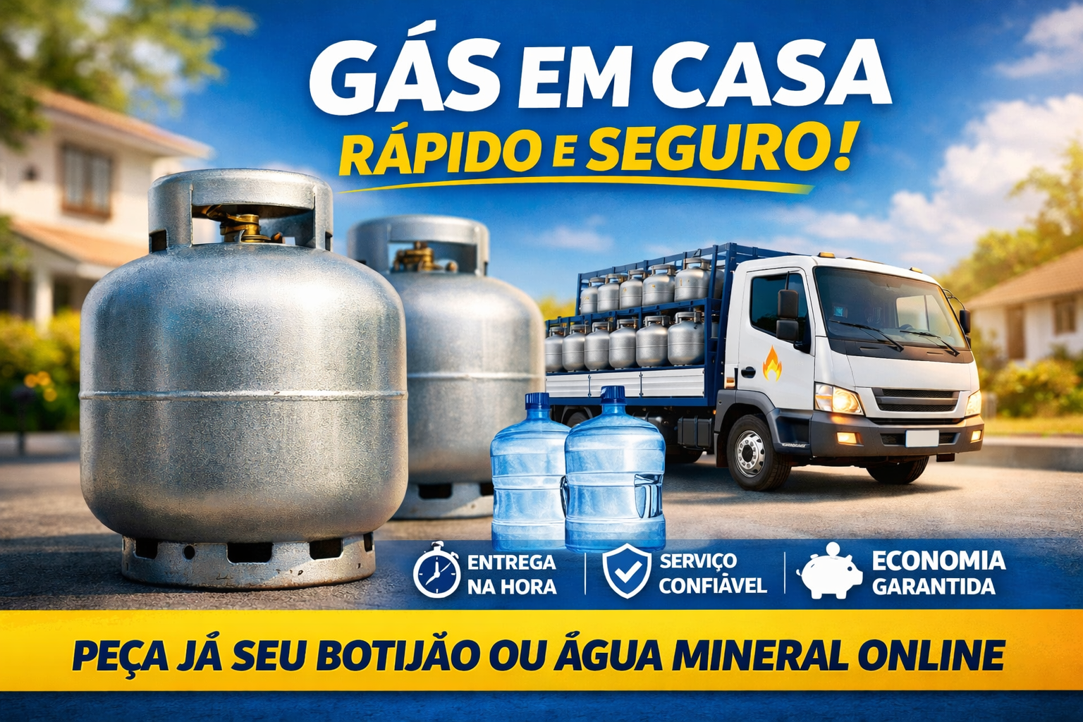 Gás e água com entrega rápida